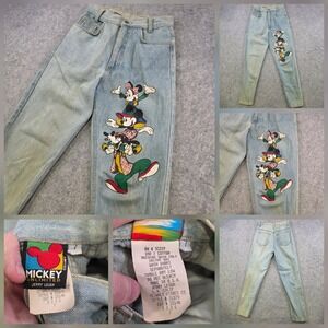 Vintage Mickey Unlimited Jeans Womens 7 Blue High Rise Mom‎ Disney 90s STAINED